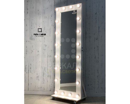 Гримерное зеркало с подсветкой 180х60 см на подставке с колесами премиум